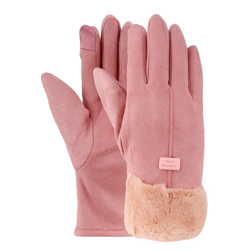 Unisex Gloves Winter Touch Screen Female Suede Furry Warm Full Finger Gloves Lady Winter Outdoor Sport Driving Women Gloves