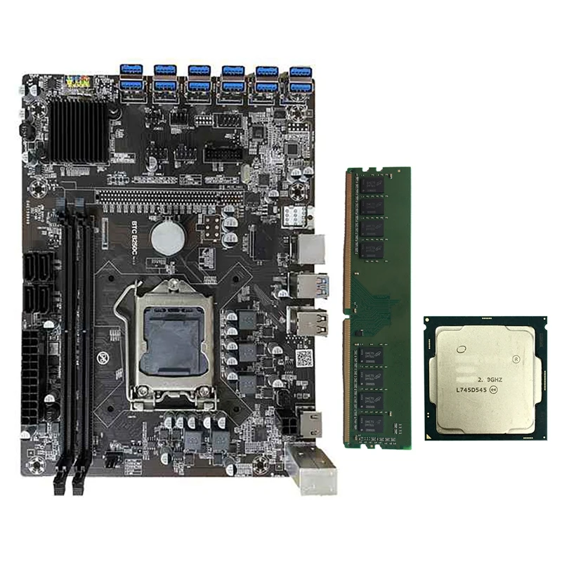 B250 Mining Motherboard with 4G DDR4 DIMM RAM+G3900 CPU 12 USB3.0 to PCIE Graphics Card Slot LGA1151 BTC Motherboard Set
B250 Mining Motherboard with 4G DDR4 DIMM RAM+G3900 CPU 12 USB3.0 to PCIE Graphics Card Slot LGA1151 BTC Motherboard Set