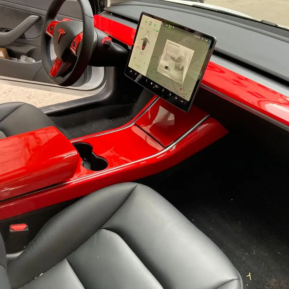 ABS Красный центр управления полоса для Tesla модель 3 Защита боковая кромка |