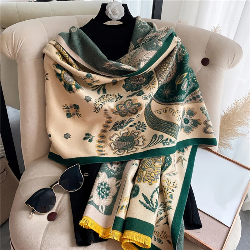 Winter Double-Sided Cashmere Scarf Print Pashmian Shawls Warm Bufanda Women Thick Blanket Foulard Lady Design Female Stoles 2021
Winter Double-Sided Cashmere Scarf Print Pashmian Shawls Warm Bufanda Women Thick Blanket Foulard Lady Design Female Stoles 2021