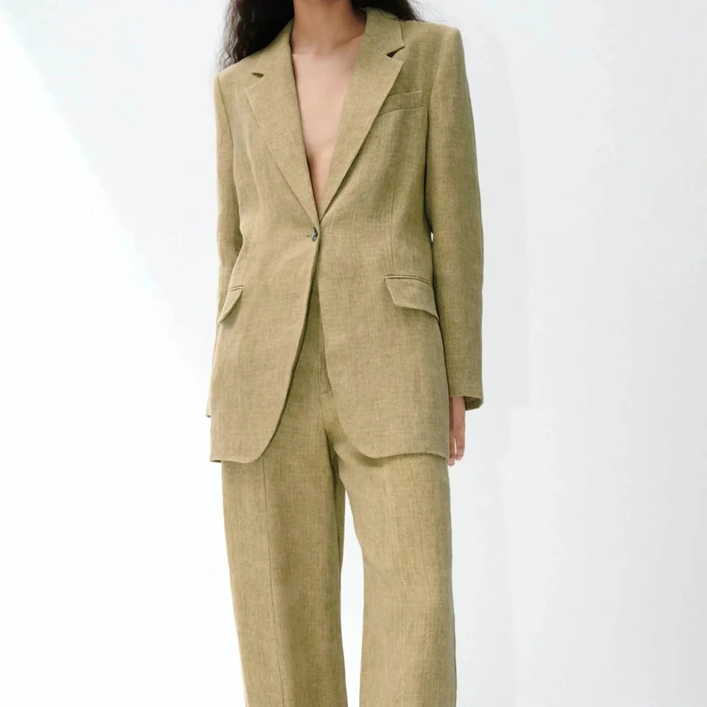 Za 2021 Spring Women suits coats lapel jacket one-button long sleeve casual pocket decoration Outerwear OL Office linen Blazer
Za 2021 Spring Women suits coats lapel jacket one-button long sleeve casual pocket decoration Outerwear OL Office linen Blazer