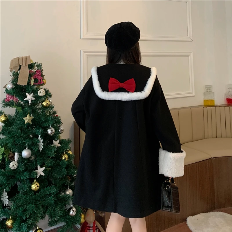Japanese Sweet Soft Girl Coat Kawaii Sailor Collar Bow Full Sleeve Cute Heart-shaped Pocket Keep Warm Thicken Christmas Outerwea
Japanese Sweet Soft Girl Coat Kawaii Sailor Collar Bow Full Sleeve Cute Heart-shaped Pocket Keep Warm Thicken Christmas Outerwea