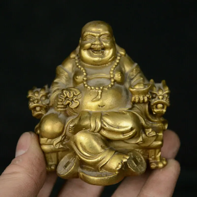Chinese Buddhism Bronze Sit Dragon Chair Happy Laugh Maitreya Buddha Coin Statue Statues for Decoration Collection Ornaments
Chinese Buddhism Bronze Sit Dragon Chair Happy Laugh Maitreya Buddha Coin Statue Statues for Decoration Collection Ornaments