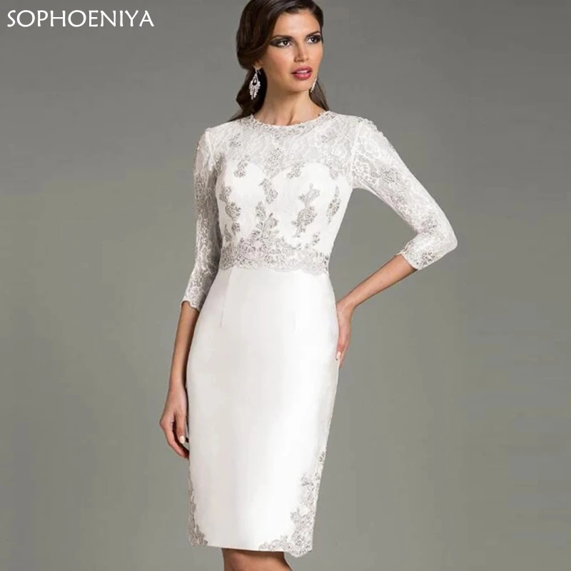 New Arrival Classic Slim Lace Mother of the Bride Dresses 3/4 Sleeves Knee Length Wedding Guest Gowns Vestido de Fiesta de Boda
New Arrival Classic Slim Lace Mother of the Bride Dresses 3/4 Sleeves Knee Length Wedding Guest Gowns Vestido de Fiesta de Boda