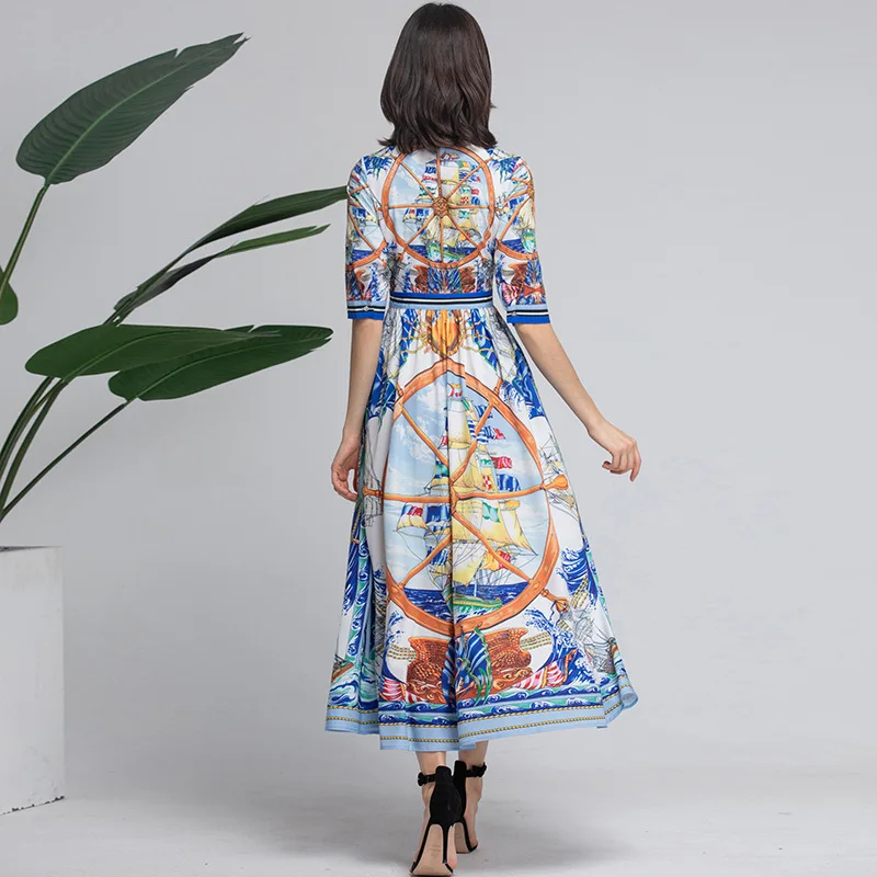 Spring and Summer New Women's Lapel Half Sleeve Fashion Printed Dress Swing Elegant Dress Slim Fit Slimming 
Spring and Summer New Women's Lapel Half Sleeve Fashion Printed Dress Swing Elegant Dress Slim Fit Slimming