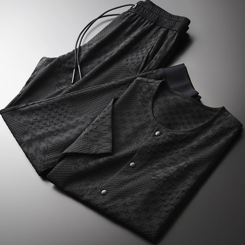 Brand Mens Sets (t-shirt+pants) Luxury Yarn-dyed Single Breasted Short Sleeve Man Sets Plus Size 4xl Slim Fit Mens Sets
Brand Mens Sets (t-shirt+pants) Luxury Yarn-dyed Single Breasted Short Sleeve Man Sets Plus Size 4xl Slim Fit Mens Sets