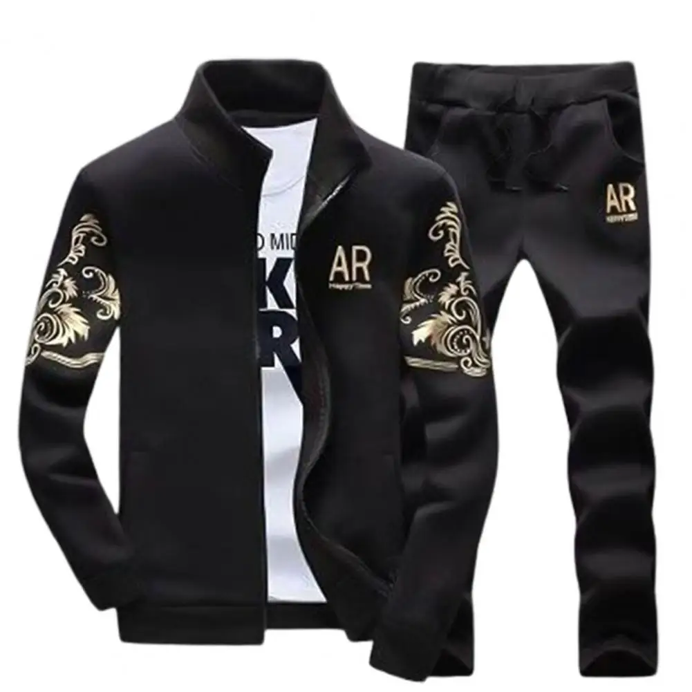 Bronzing Printed Stand Collar Sweatshirt Pants Set 2 Pieces Long Sleeve Zipper Drawstring Warm Tracksuit Set Male Clothing
Bronzing Printed Stand Collar Sweatshirt Pants Set 2 Pieces Long Sleeve Zipper Drawstring Warm Tracksuit Set Male Clothing