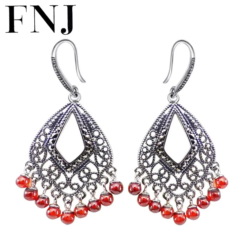 FNJ Hollow Earrings 925 Silver New Tassel Red Stone Green Original S925 Sterling Silver Drop Earring for Women Jewelry
FNJ Hollow Earrings 925 Silver New Tassel Red Stone Green Original S925 Sterling Silver Drop Earring for Women Jewelry