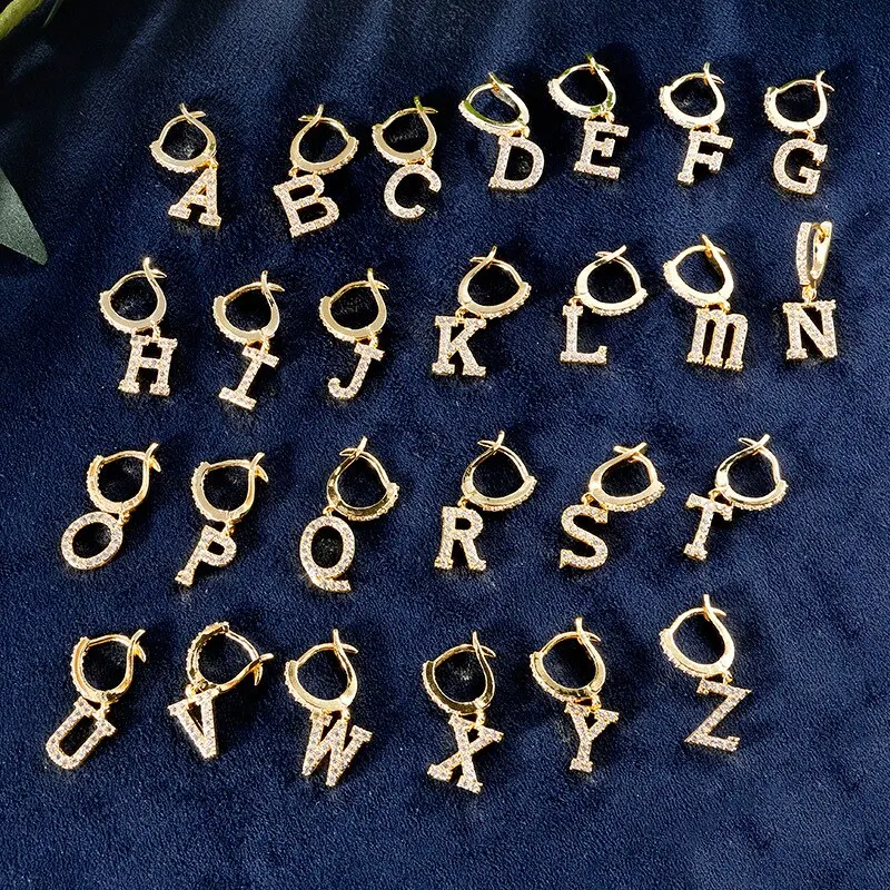 CUTEECO 1PC Luxurious 26 English Letters Zircon Piercing Earring Temperament Hoop Earrings for Women Charm Wedding Jewelry Gifts
CUTEECO 1PC Luxurious 26 English Letters Zircon Piercing Earring Temperament Hoop Earrings for Women Charm Wedding Jewelry Gifts