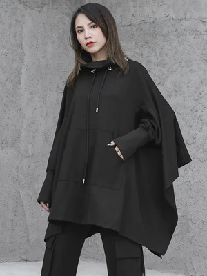 New Irregular pure color bat shirt kangaroo pocket drawstring loose large casual fashion trend
New Irregular pure color bat shirt kangaroo pocket drawstring loose large casual fashion trend
