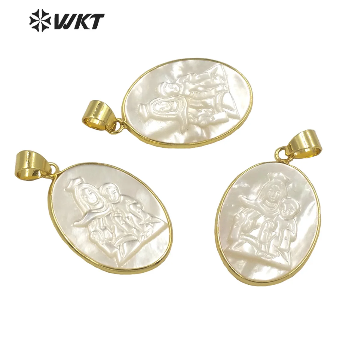 WT-JP265 Procurement Religious Mary Mother Pendant White shell Oval Gold wrap Pendant Necklace earrings Jewelry accessories 
WT-JP265 Procurement Religious Mary Mother Pendant White shell Oval Gold wrap Pendant Necklace earrings Jewelry accessories