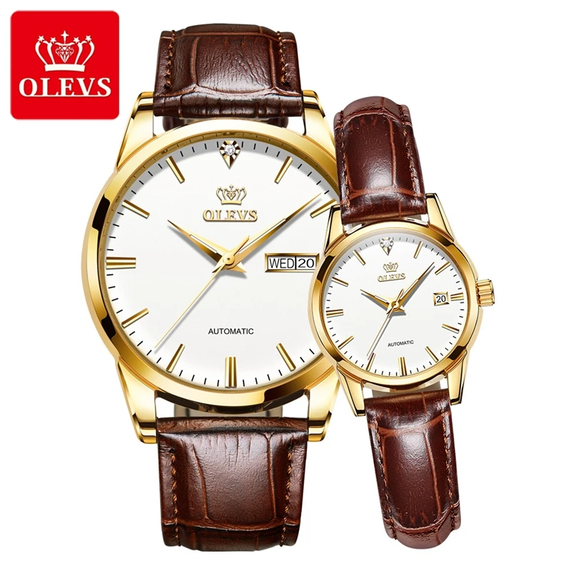 OLEVS Fashion Couple Watches Automatic Watch Leather Strap Design Brand Women Men's Mechanical Wristwatches montre homme femme
OLEVS Fashion Couple Watches Automatic Watch Leather Strap Design Brand Women Men's Mechanical Wristwatches montre homme femme