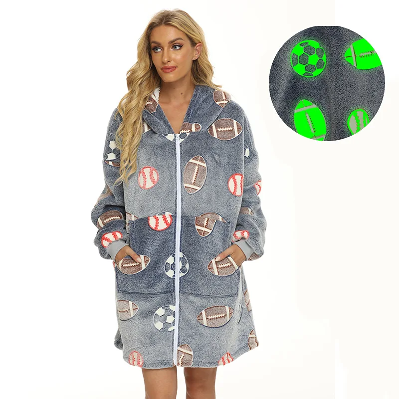 Adult Luminous Baseball Rugby Pattern Zipper Lazy TV BlanketWomen Clothes Warm thick TV Hooded Sweater Blanket
Adult Luminous Baseball Rugby Pattern Zipper Lazy TV BlanketWomen Clothes Warm thick TV Hooded Sweater Blanket