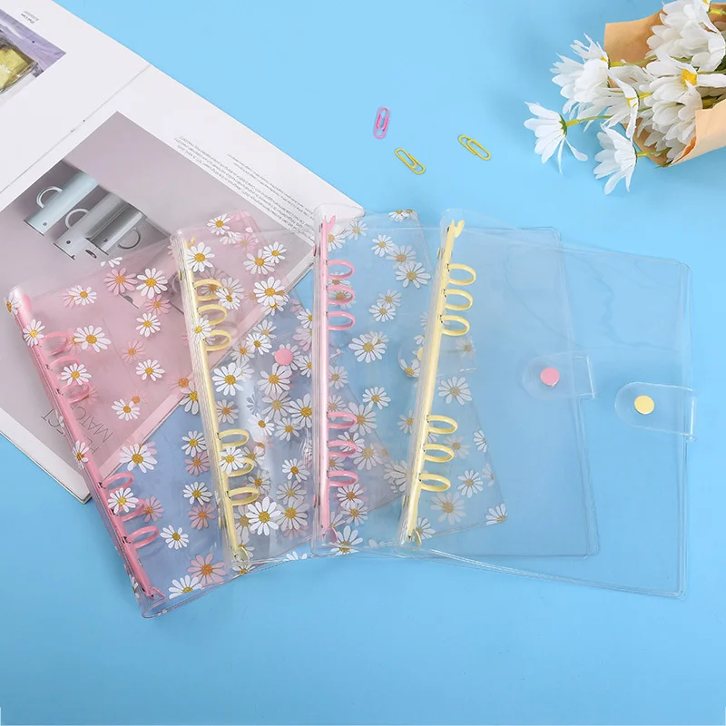 A5 A6 PVC Transparent Cute Little Daisy Notebook 6 Hole Loose-Leaf Notebook Shell Journal Planner Office Stationery Supplies 
A5 A6 PVC Transparent Cute Little Daisy Notebook 6 Hole Loose-Leaf Notebook Shell Journal Planner Office Stationery Supplies