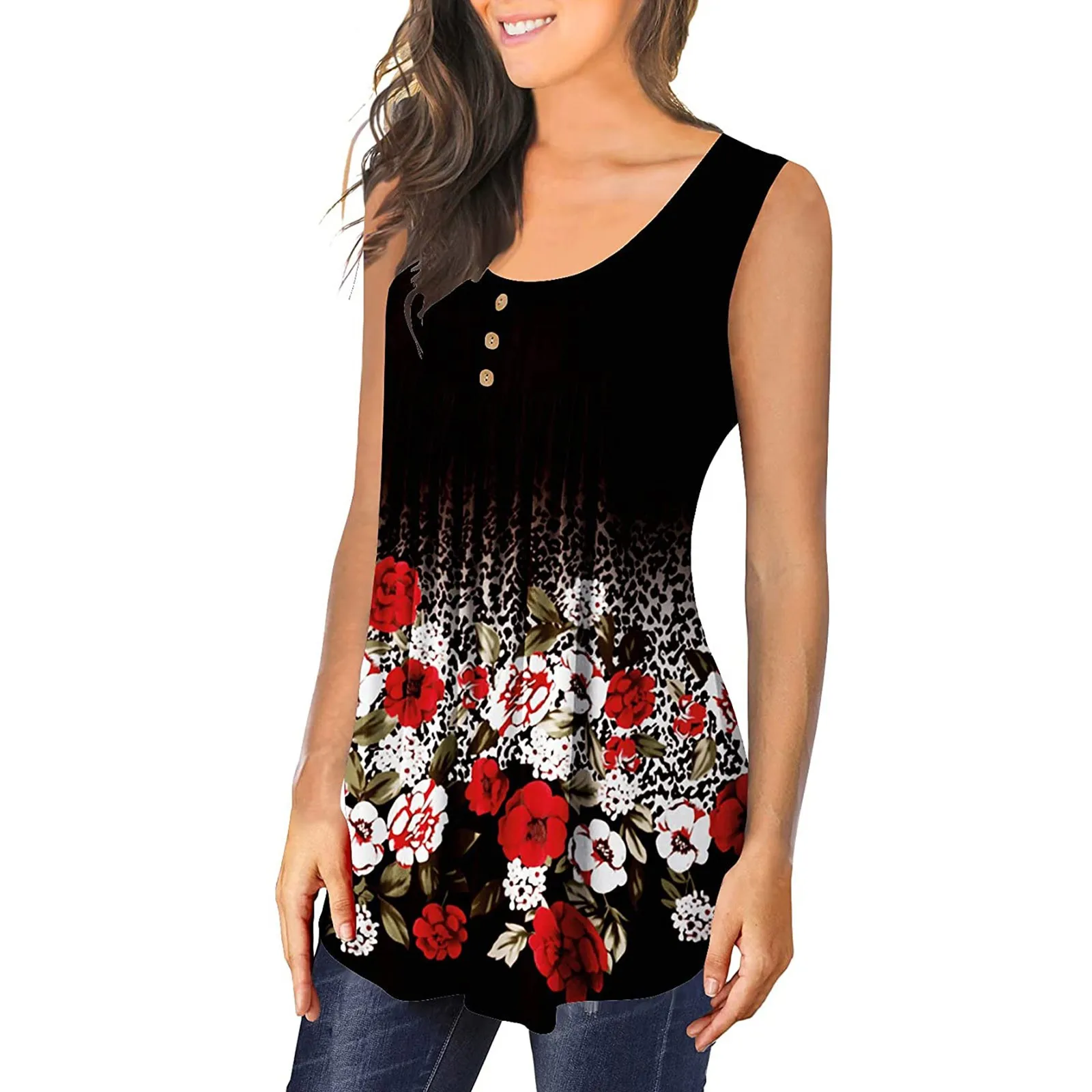 Plus Size Fashion Blouses Shirts Sleeveless Floral Tunic Tops Women V-Neck Blouses Top Casual Female Pullover Tops Blusas a
Plus Size Fashion Blouses Shirts Sleeveless Floral Tunic Tops Women V-Neck Blouses Top Casual Female Pullover Tops Blusas a