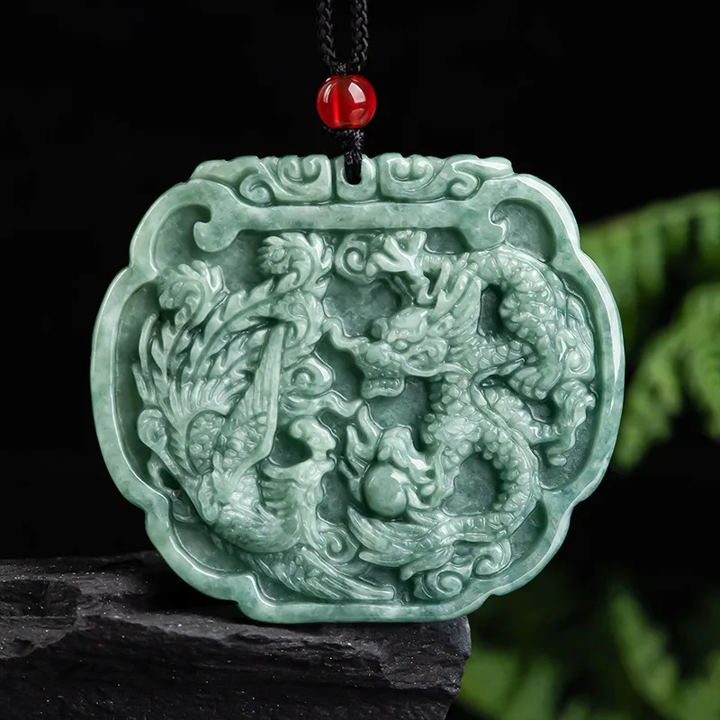Natural Jade Bean Green Dragon and Phoenix Pendant Charm Jewellery Women's Hand-Carved Necklace for Women Men Fashion Accessorie
Natural Jade Bean Green Dragon and Phoenix Pendant Charm Jewellery Women's Hand-Carved Necklace for Women Men Fashion Accessorie