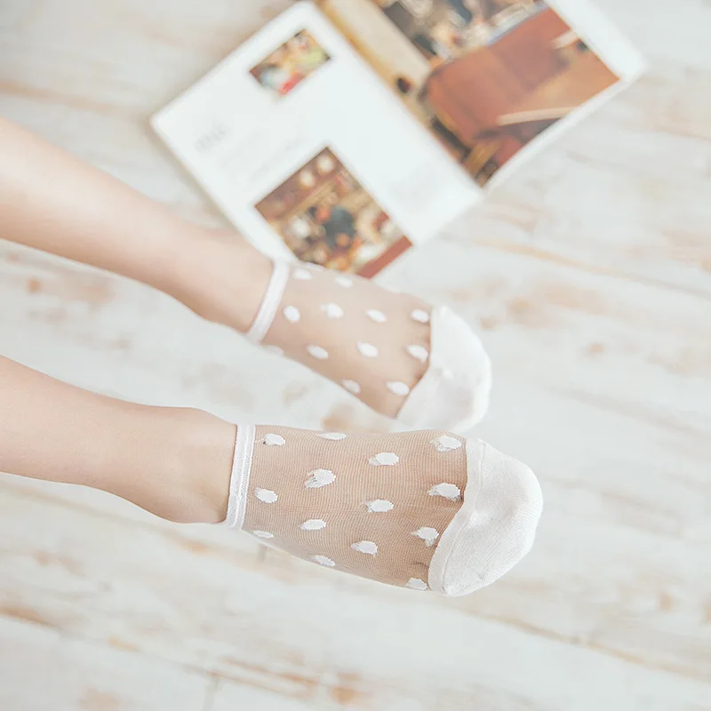 Сетчатые прозрачные носки до щиколотки белые дизайнерские кружевные милые