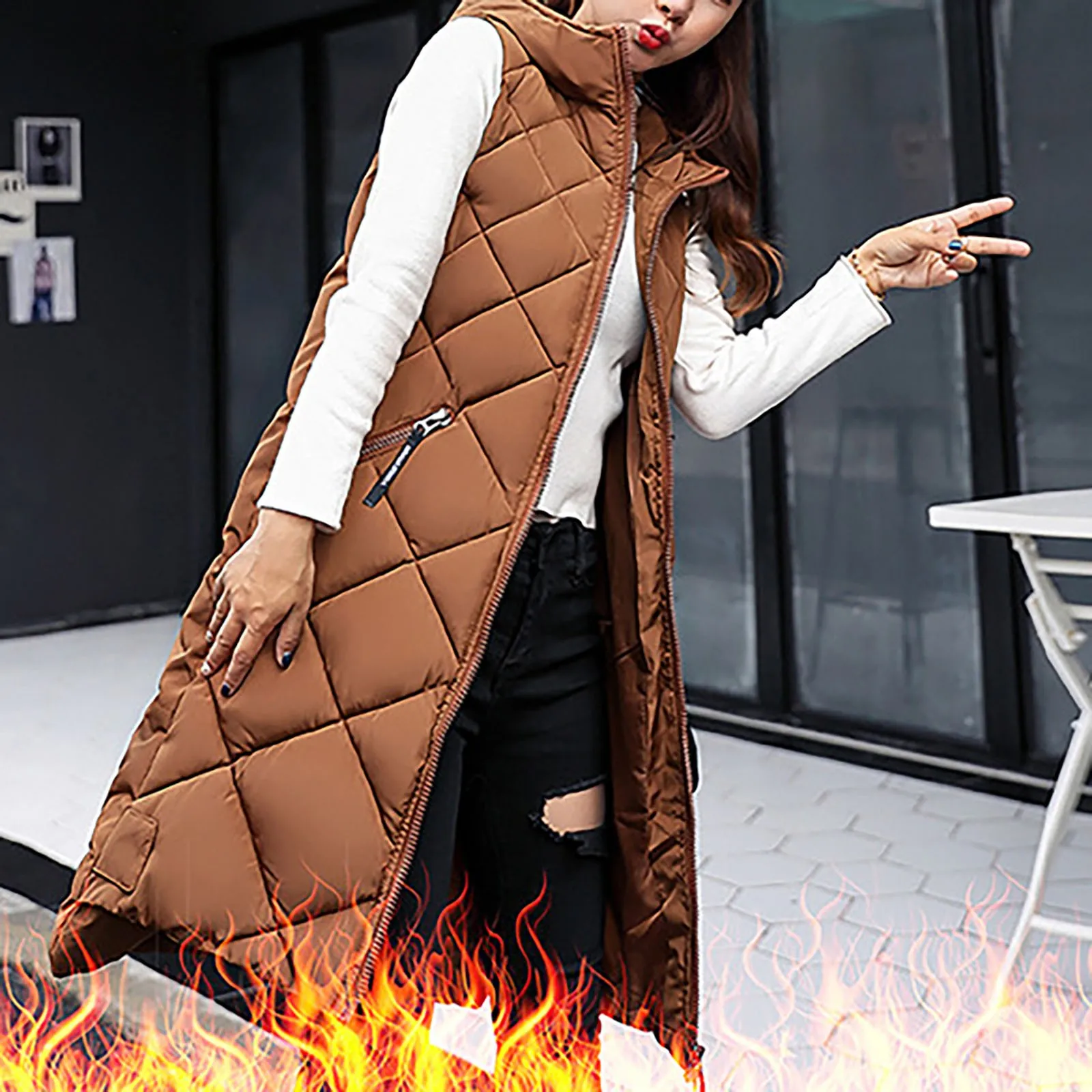 Winter Quilted Vest Coat Women's Warm Down Hooded Coats Lightweight Quilted Vests Loose Zip Gilet Warm Down Outer Outdoor
Winter Quilted Vest Coat Women's Warm Down Hooded Coats Lightweight Quilted Vests Loose Zip Gilet Warm Down Outer Outdoor