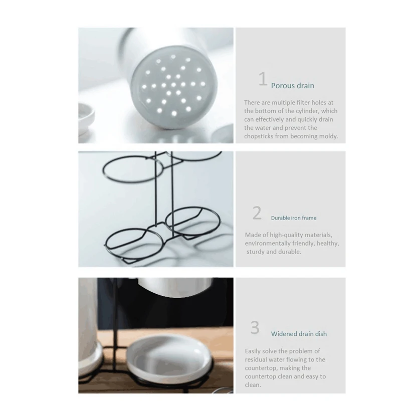 Household Ceramic Chopstick Holder Kitchen Multifunctional Drain Double-Tube Chopstick Box with Iron Stand
Household Ceramic Chopstick Holder Kitchen Multifunctional Drain Double-Tube Chopstick Box with Iron Stand