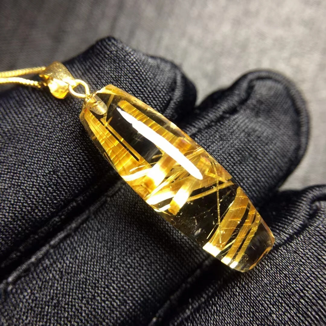 Natural Gold Rutilated Quartz Titanium Water Drop Pendant 18K Gold 23.8*8.2mm Crystal necklace AAAAA
Natural Gold Rutilated Quartz Titanium Water Drop Pendant 18K Gold 23.8*8.2mm Crystal necklace AAAAA