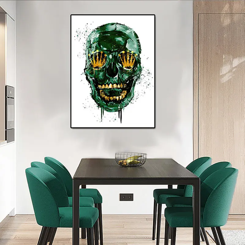 Green Skull Canvas Painting Abstract Golden Teeth Crown Print Poster Nordic Wall Art Picture Aisle Prints Aesthetic Room Decor
Green Skull Canvas Painting Abstract Golden Teeth Crown Print Poster Nordic Wall Art Picture Aisle Prints Aesthetic Room Decor