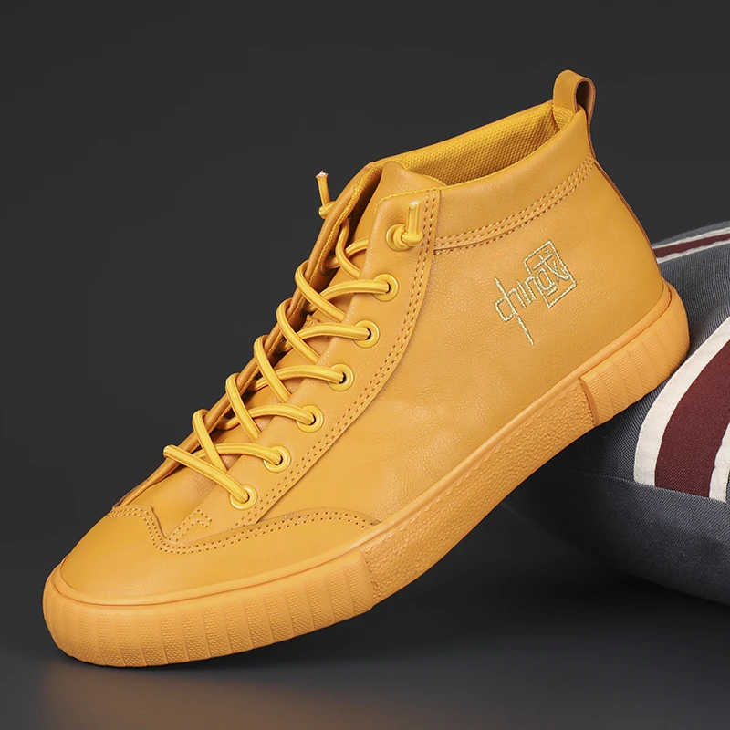 Autumn Newly Casual Shoes Men Fashion High Top Leather Vulcanized Shoes Trend Male Sneakers Rubber Sole Soft Footwear 2021
Autumn Newly Casual Shoes Men Fashion High Top Leather Vulcanized Shoes Trend Male Sneakers Rubber Sole Soft Footwear 2021