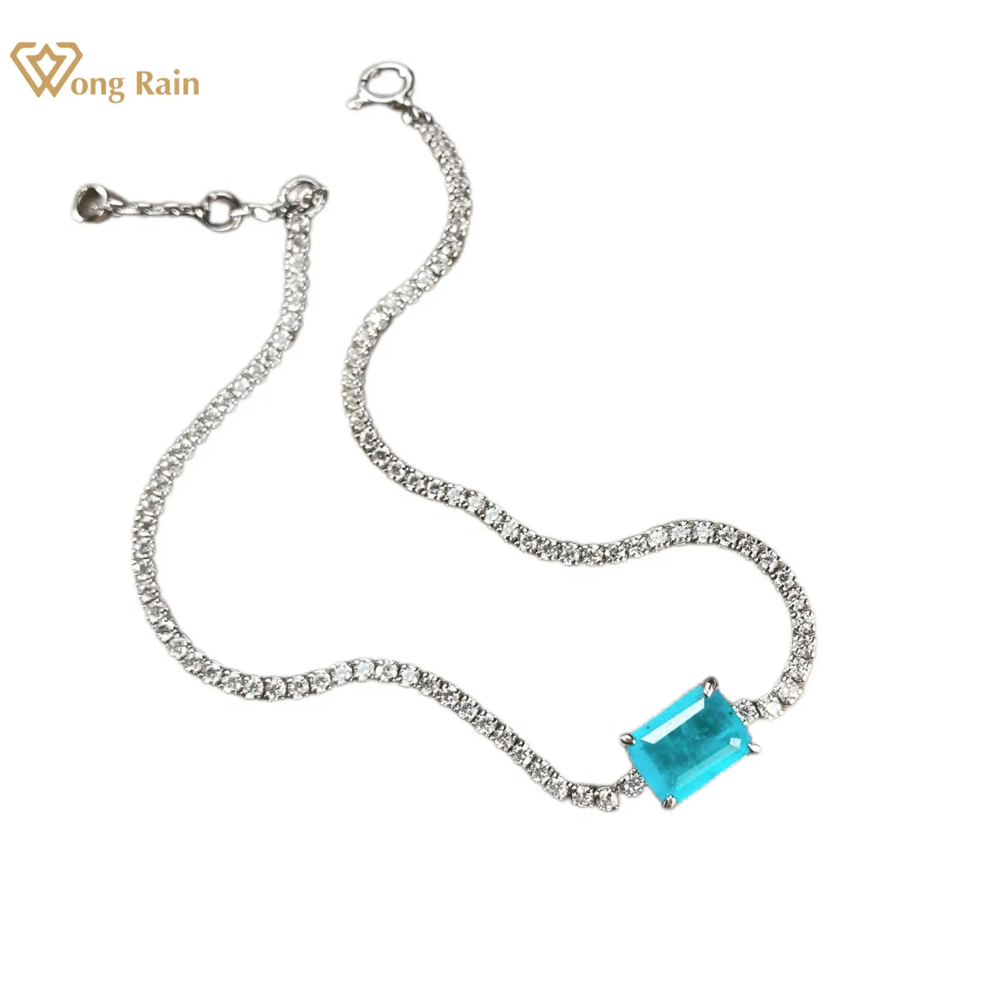 Wong Rain 925 Sterling Silver Created Moissanite Paraiba Tourmaline Gemstone Charm Bracelets Wedding Engagement Fine Jewelry 
Wong Rain 925 Sterling Silver Created Moissanite Paraiba Tourmaline Gemstone Charm Bracelets Wedding Engagement Fine Jewelry