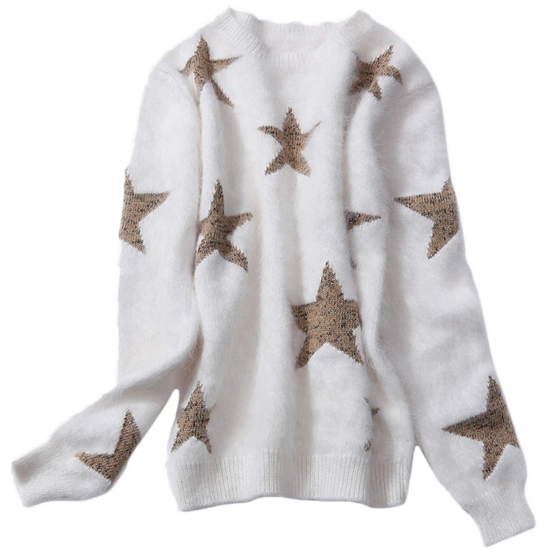 BAHTLEE Winter Women's Angora Pullovers Sweater O-Neck Long Sleeves Intarsia Suit Style Mink Cashmere Keep Warm Stars Pattern
BAHTLEE Winter Women's Angora Pullovers Sweater O-Neck Long Sleeves Intarsia Suit Style Mink Cashmere Keep Warm Stars Pattern