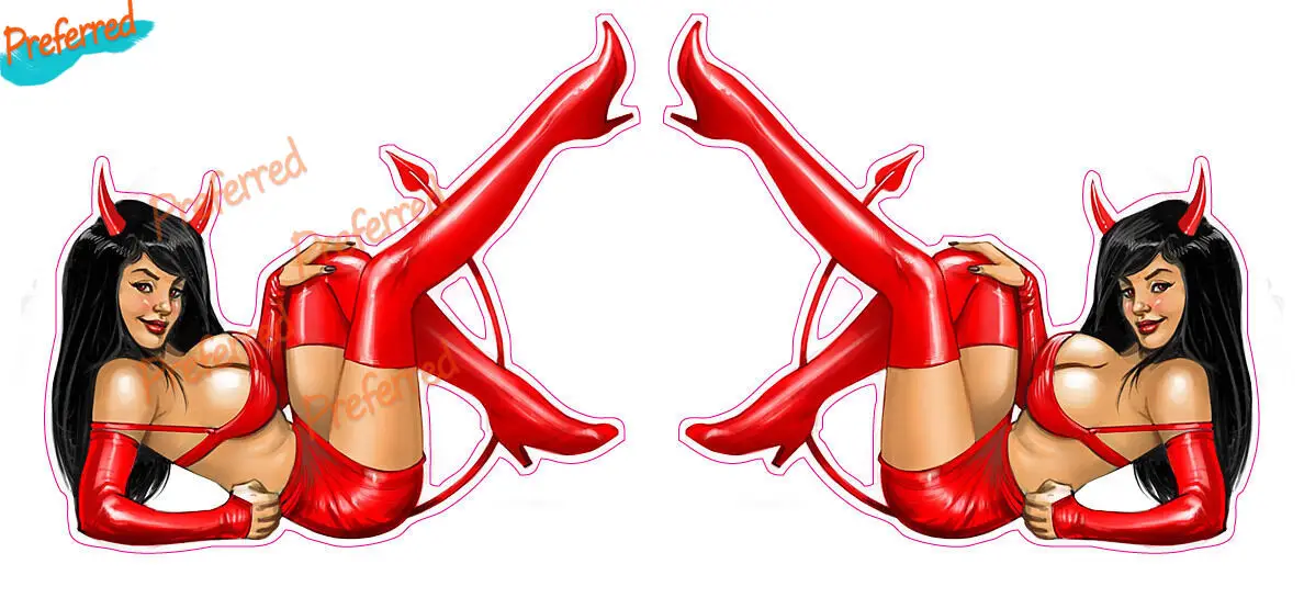 Black Hair Devil In Red Leather Pin Up Decal Pair Sticker for Your All Cars Motocross Truck Window Bumper Boot Rear Fuel Tank
Black Hair Devil In Red Leather Pin Up Decal Pair Sticker for Your All Cars Motocross Truck Window Bumper Boot Rear Fuel Tank