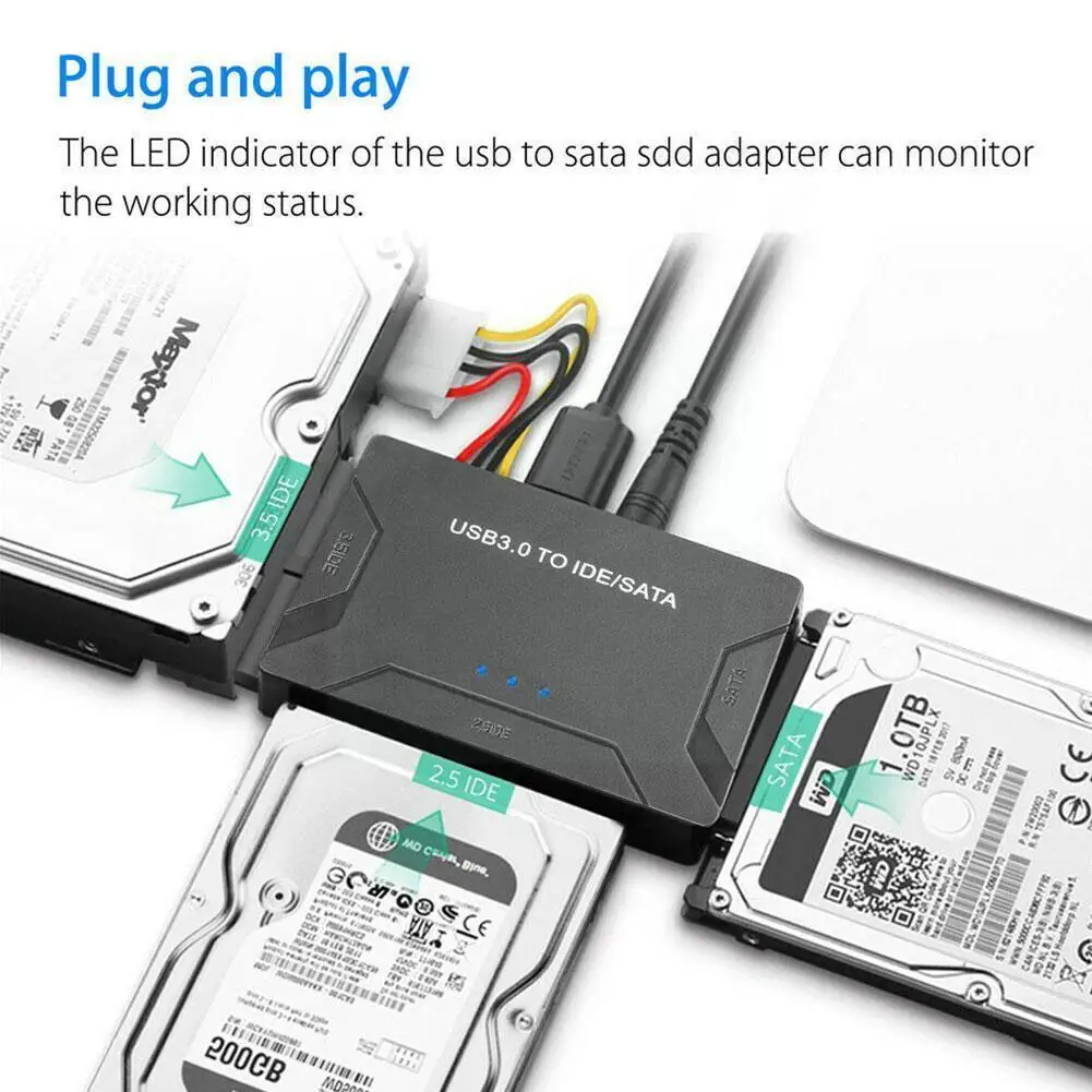 SATA to USB IDE Adapter HDD SSD Hard Drive Converter to 2.5"/3.5" Hard Cable Male Adapter 3.0 Male Cable Drive Kit USB I4Z8
SATA to USB IDE Adapter HDD SSD Hard Drive Converter to 2.5"/3.5" Hard Cable Male Adapter 3.0 Male Cable Drive Kit USB I4Z8