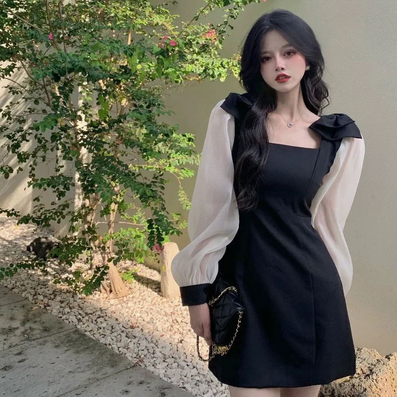 Black Dresses Women Korean Fashion Bow Mini-dress Ladies Square Collar Autumn Style Pull Sleeve Female Clothing Vestido Feminino
Black Dresses Women Korean Fashion Bow Mini-dress Ladies Square Collar Autumn Style Pull Sleeve Female Clothing Vestido Feminino