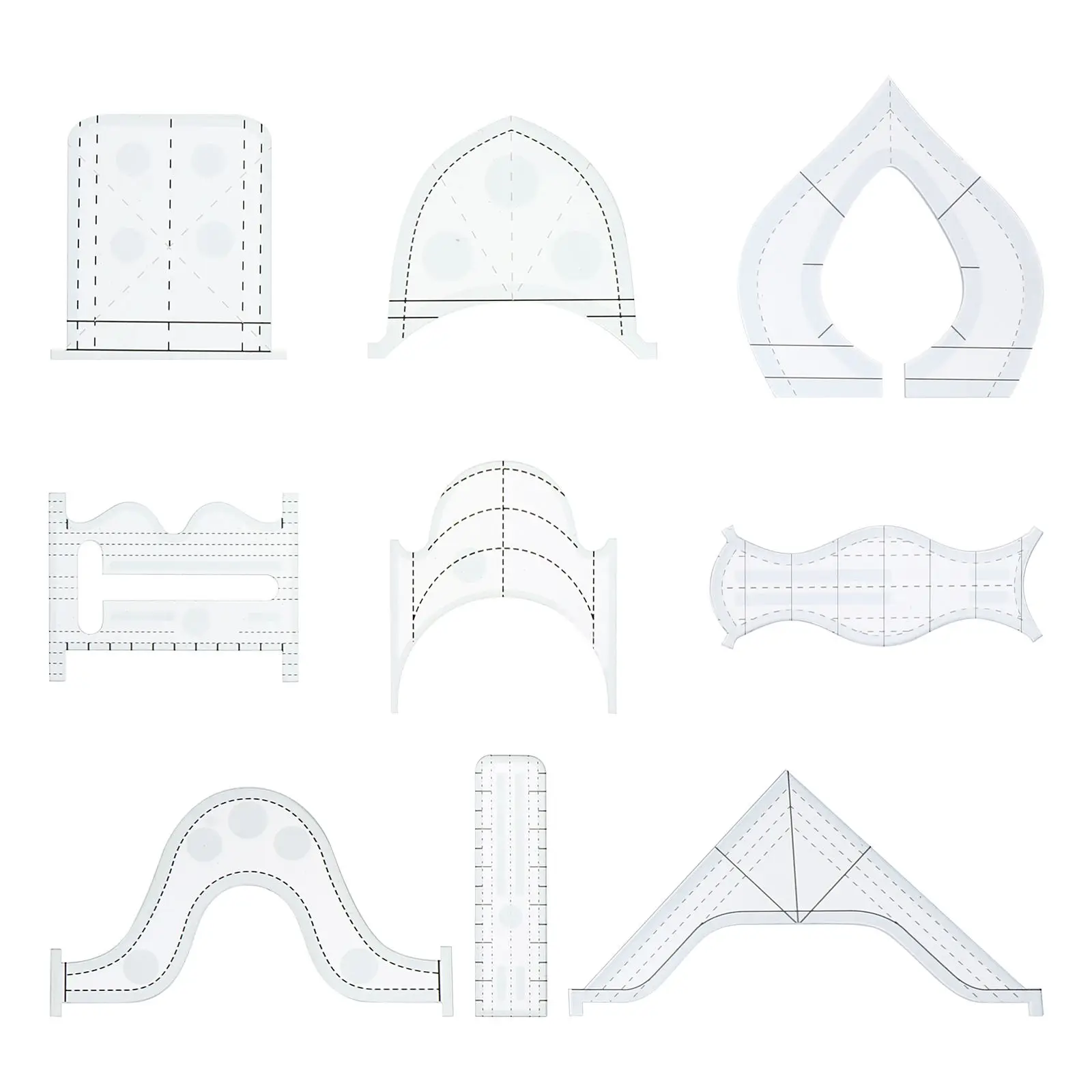9pcs Patchwork Rulers Durable Acrylic Free Motion Sewing Template Sewing Stencil
9pcs Patchwork Rulers Durable Acrylic Free Motion Sewing Template Sewing Stencil