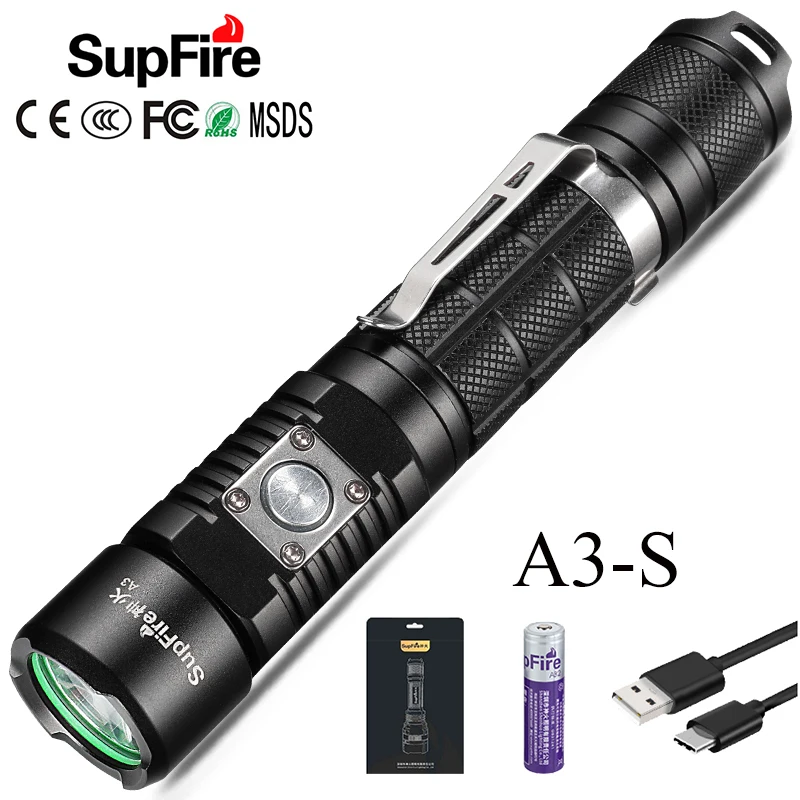 SupFire LED Flashlight Torch A3 S Car Linterna LED 2300LM T6 Lantern 18650 Rechargeable Light Lanterne Latarka Zaklamp BBQ Light
SupFire LED Flashlight Torch A3 S Car Linterna LED 2300LM T6 Lantern 18650 Rechargeable Light Lanterne Latarka Zaklamp BBQ Light