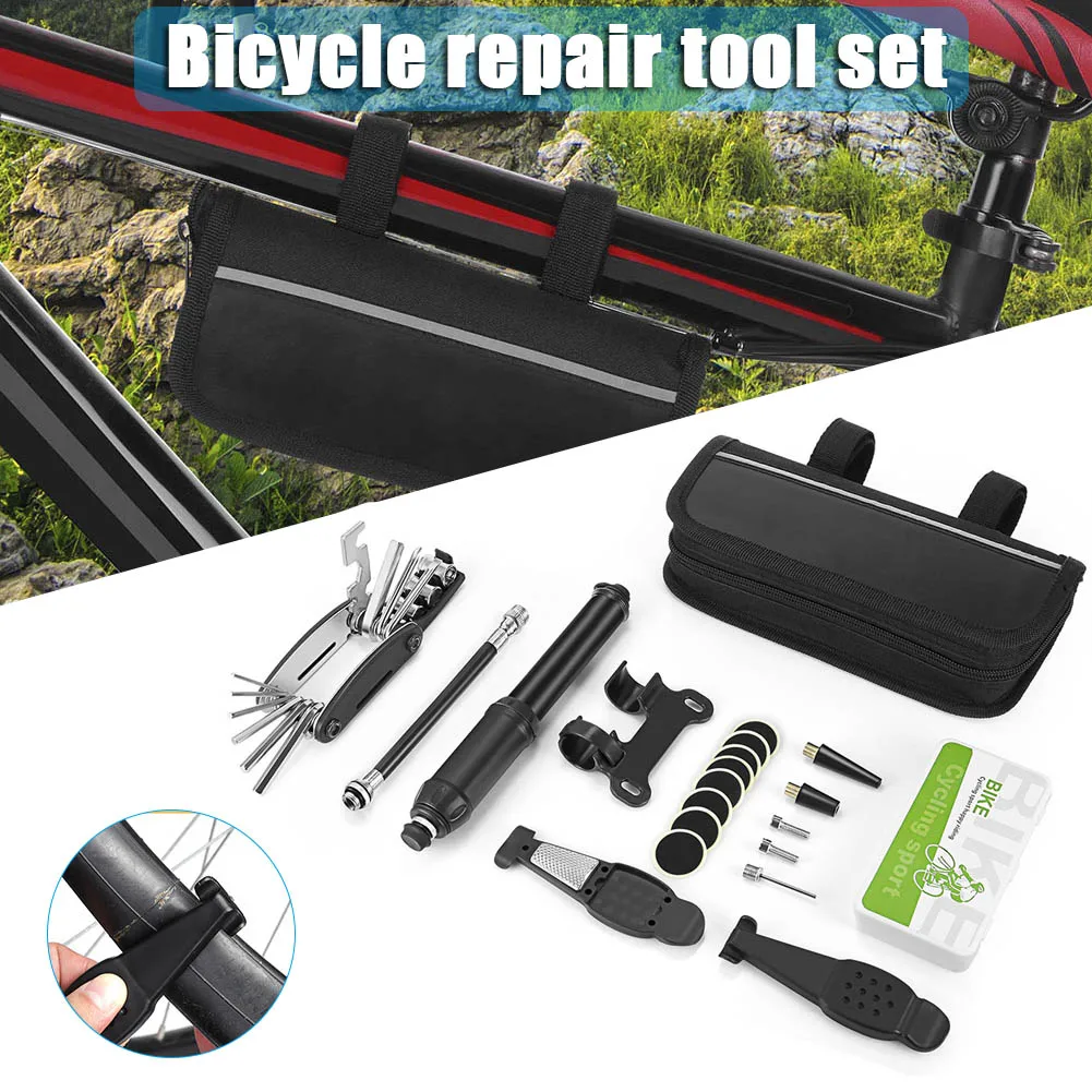 New Bicycle Repair Bag Bicycle Tire Pumps Multi-tool Portable Patches Fixes Maintenance Bike Repair Tool Set XD88
New Bicycle Repair Bag Bicycle Tire Pumps Multi-tool Portable Patches Fixes Maintenance Bike Repair Tool Set XD88