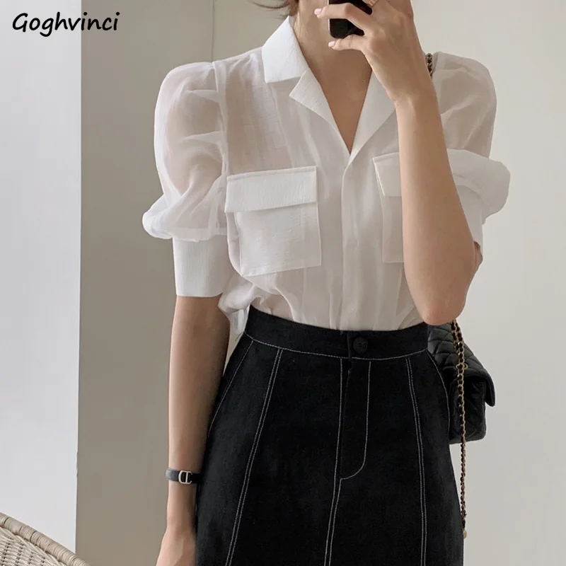 Shirts Women Thin Summer Sunscreen Ulzzang Chic Female All-match Sheer Tops Pockets Fashion Design Streetwear Holiday Elegant OL
Shirts Women Thin Summer Sunscreen Ulzzang Chic Female All-match Sheer Tops Pockets Fashion Design Streetwear Holiday Elegant OL