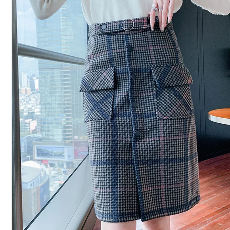 Autumn Winter Women Plaid Skirts Women Pocket High Waist Mini Skirts A-line Womens Korean Style Slim Office All-match Skirt
Autumn Winter Women Plaid Skirts Women Pocket High Waist Mini Skirts A-line Womens Korean Style Slim Office All-match Skirt