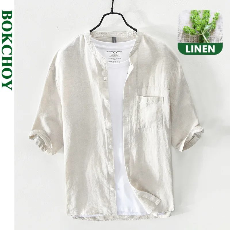 Natural Linen Shirts Men, Comfortable Breathable, Pure Linen, 2020 New Trend, Men Shirts Short Sleeve Mandarin Collar Solid 
Natural Linen Shirts Men, Comfortable Breathable, Pure Linen, 2020 New Trend, Men Shirts Short Sleeve Mandarin Collar Solid