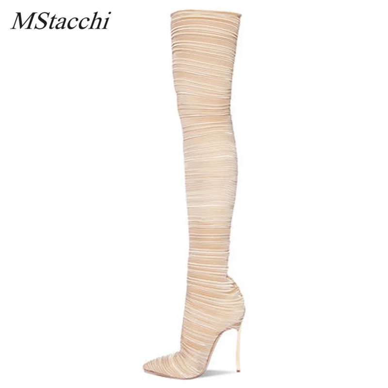Mstacchi 2020 Designer Sexy Pointed Stripe Women Stretch Boots Thin Heels Classics Fashion Female Shoes Bottines Pour Les Femmes
Mstacchi 2020 Designer Sexy Pointed Stripe Women Stretch Boots Thin Heels Classics Fashion Female Shoes Bottines Pour Les Femmes