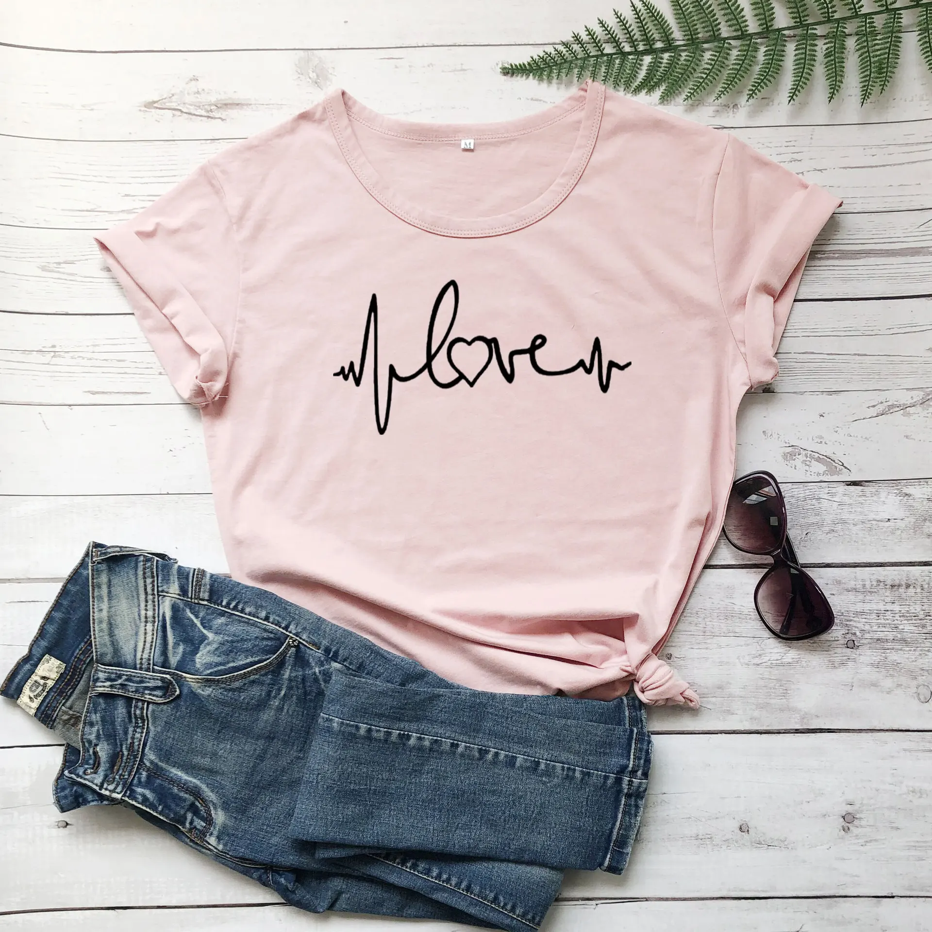 Женская футболка из 100% хлопка с принтом сердечного ритма, женская футболка с коротким рукавом, женские топы, одежда, женские футболки
Женская футболка из 100% хлопка с принтом сердечного ритма, женская футболка с коротким рукавом, женские топы, одежда, женские футболки