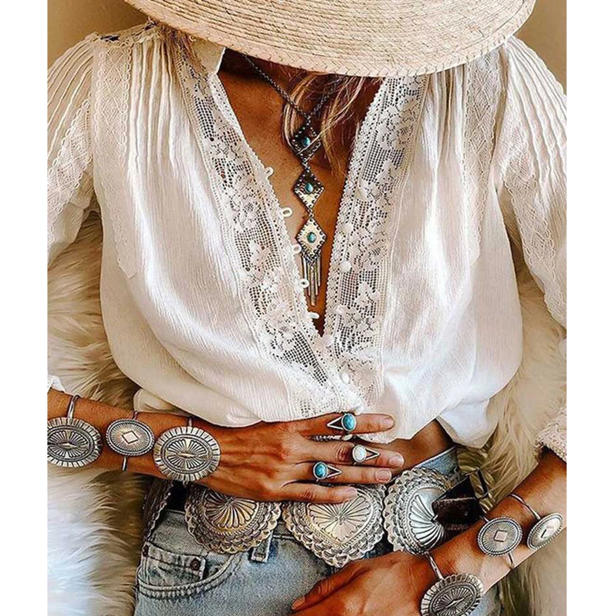 Solid Color Autumn Women's Tops 2021 Buttons Deep V-Neck Plaid Long Sleeve Bow Lace Hollow Casual Shirt Blouses
Solid Color Autumn Women's Tops 2021 Buttons Deep V-Neck Plaid Long Sleeve Bow Lace Hollow Casual Shirt Blouses