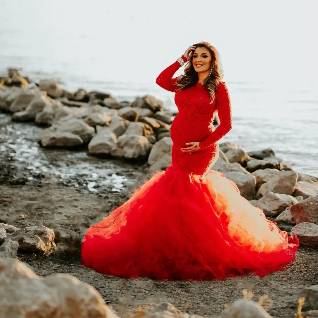 Red Mermaid Maternity Gowns for Photo Shoot Jewel Neck Women Lace Maternity Dresses Wedding Prom Party Bathrobe Sleepwear
Red Mermaid Maternity Gowns for Photo Shoot Jewel Neck Women Lace Maternity Dresses Wedding Prom Party Bathrobe Sleepwear