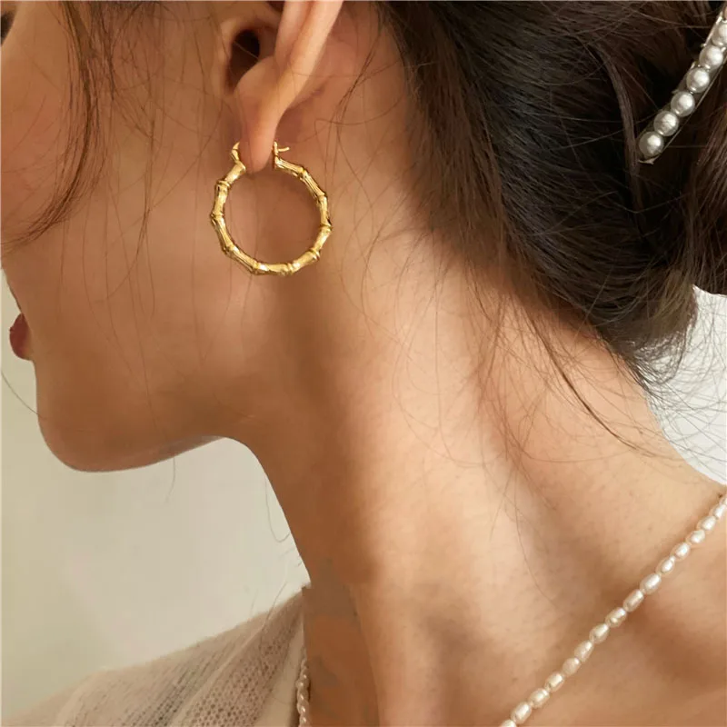 Brass With 18k Gold Bamboo Round Statement Earrings Women Jewelry Party T Show Gown Runway Rare Korean Japan Trendy INS Boho
Brass With 18k Gold Bamboo Round Statement Earrings Women Jewelry Party T Show Gown Runway Rare Korean Japan Trendy INS Boho