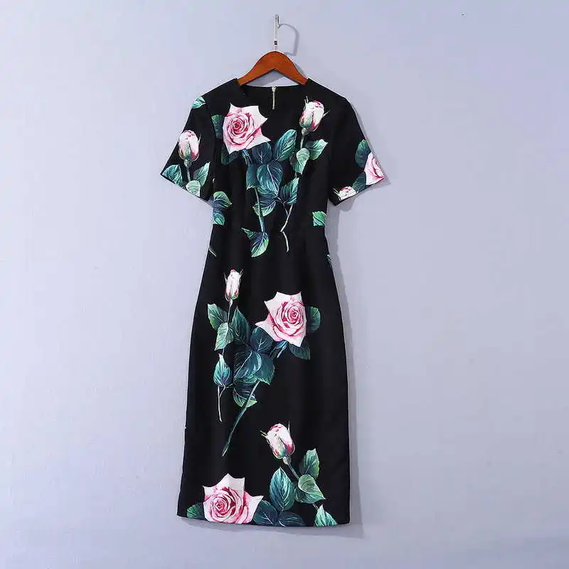 2021 runways Summer floral print elegant pencil dress Chic women's High quality black dress C180
2021 runways Summer floral print elegant pencil dress Chic women's High quality black dress C180