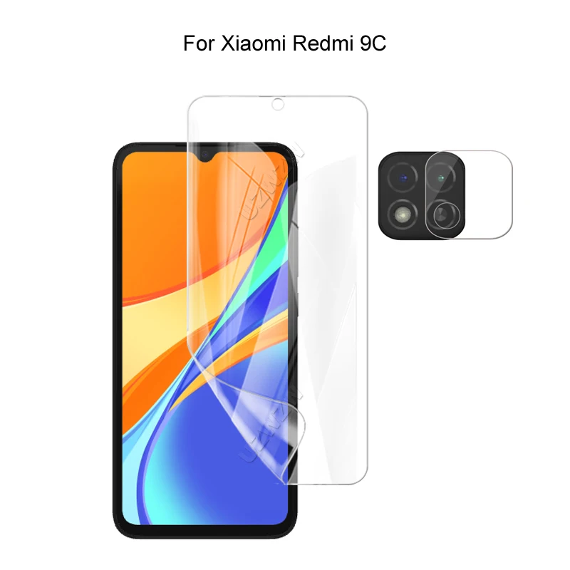 Для Xiaomi Redmi 9C защита для камеры и экрана HD Гидрогелевая пленка мягкое 3D полное