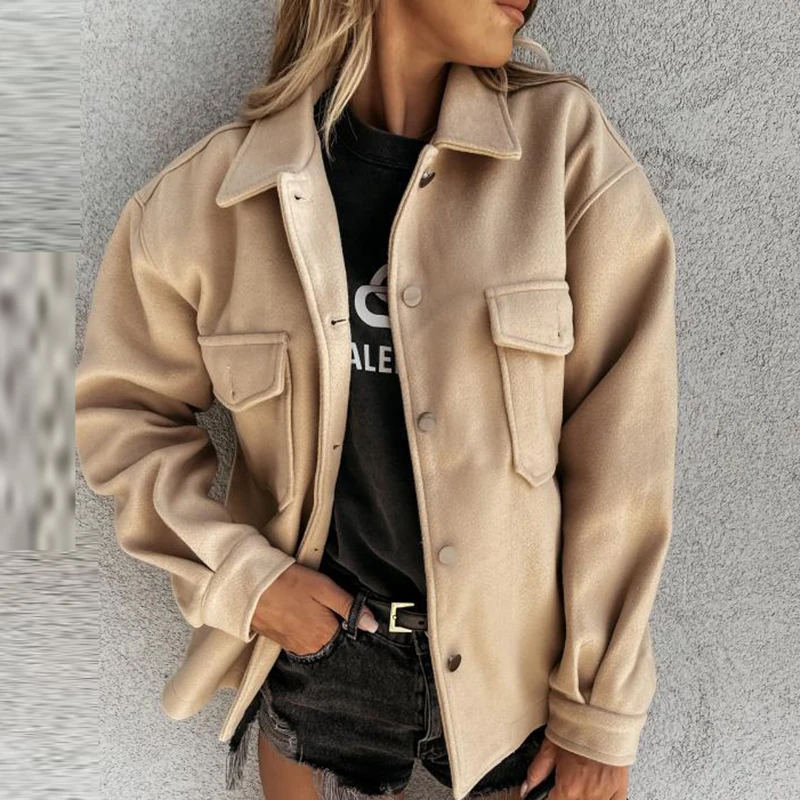 Autumn Women Solid Office Jacket Overcoat Winter Long Sleeve Lapel Single Breasted Button Wool Coat 2021 New Vintage Outerwear
Autumn Women Solid Office Jacket Overcoat Winter Long Sleeve Lapel Single Breasted Button Wool Coat 2021 New Vintage Outerwear