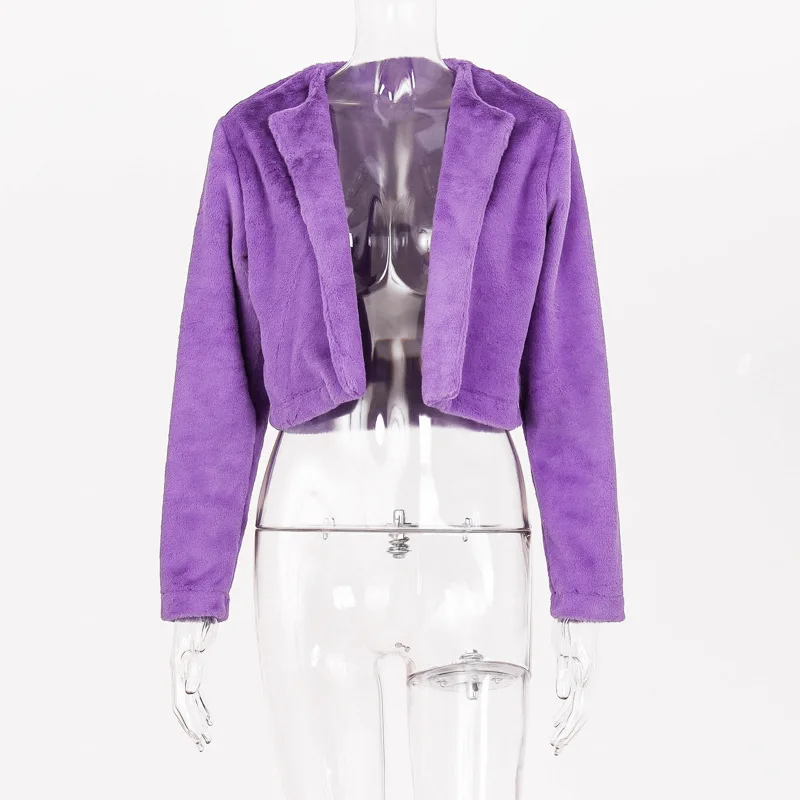 Women Fashion Purple Plush Coat Faux Fur Long Sleeve Short Jacket Vintage Sweater Crop Top Cardigans Winter Clothes Streetwear
Women Fashion Purple Plush Coat Faux Fur Long Sleeve Short Jacket Vintage Sweater Crop Top Cardigans Winter Clothes Streetwear