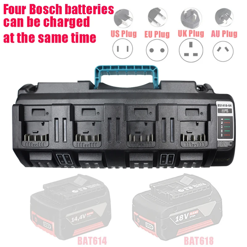 Power Tools Charger Adapter FOR BOSCH BS1418-04 18V 14.4V 4 Port Li-Ion Lithium Battery Charger
Power Tools Charger Adapter FOR BOSCH BS1418-04 18V 14.4V 4 Port Li-Ion Lithium Battery Charger