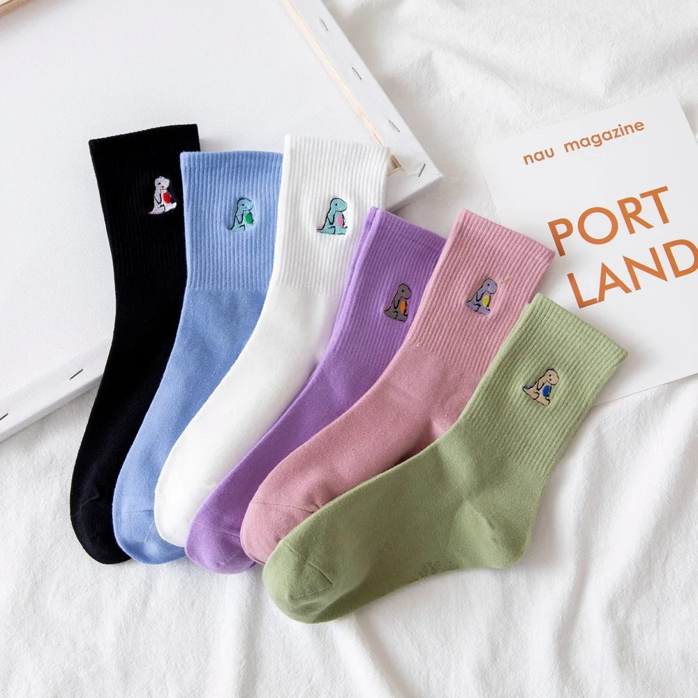 Korea Harajuku style fashion woman socks kawaii funny cartoon embroidery dinosaur socks spring and autumn warm happy woman socks
Korea Harajuku style fashion woman socks kawaii funny cartoon embroidery dinosaur socks spring and autumn warm happy woman socks