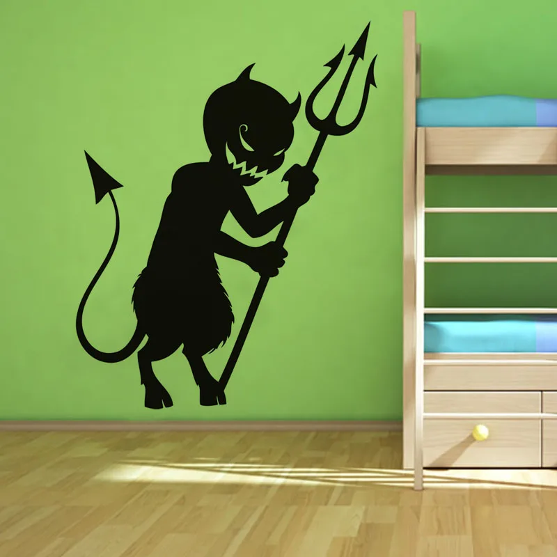 Детская Спальня Мультфильм дьявол Наклейка на стену Съемная Водонепроницаемая