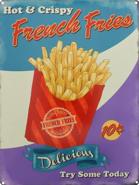 Vintage Hot & Crispy French Fries Metal Tin Sign 8x12 Inch Retro Home Kitchen Bar Pub Wall Decor New
Vintage Hot & Crispy French Fries Metal Tin Sign 8x12 Inch Retro Home Kitchen Bar Pub Wall Decor New